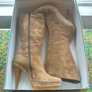 CHARLES DAVID Tan Suede High Heel Boots 7.5 Women’s $575.00 new